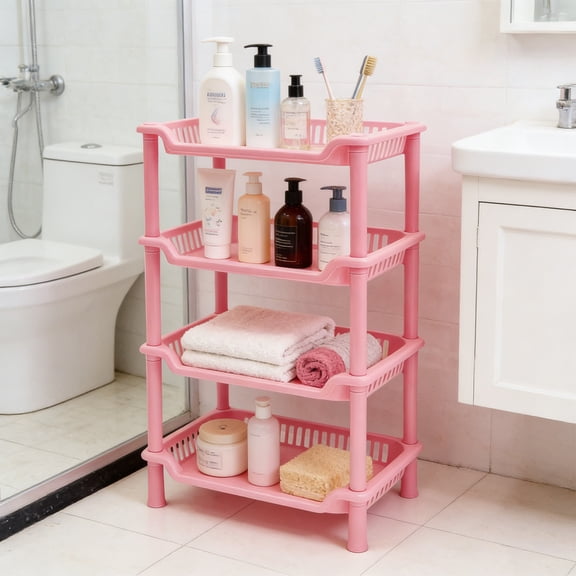 RYDCOT 4 Tier Bathroom Shelf, Bathroom Rack, Shelves Organizer, for Bathroom Laundry Pantry Kitchen Narrow Places