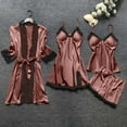 thumbnail image 1 of RYDCOT 4pc Women Satin Silk Pajama Sets Women's Loungewear Sets Lace Robe Dress Sleepwear Nightdress Pajamas Set or Clearance, 1 of 3