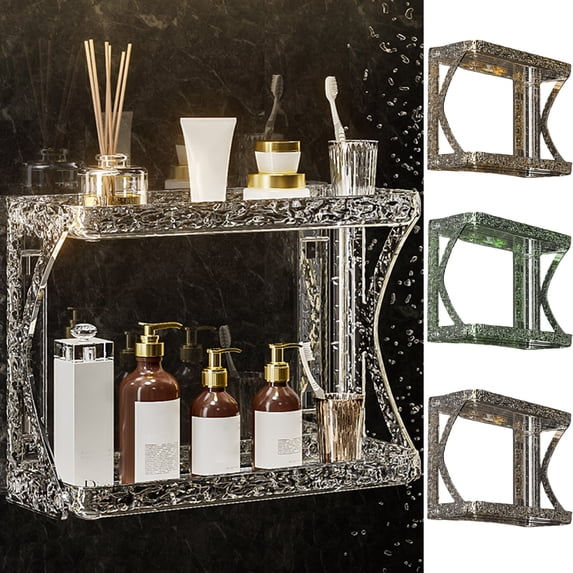 RYDCOT Acrylic Bathroom Counter Organizers and Storage Tray, 2 Tier Makeup,Perfume,Skincare Organizer Shelf & Vanity Storage for Bedroom and Counter Top Spice Racks for Kitchen (1Pcs)