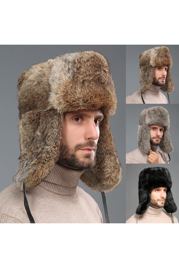 Adults Winter Cozy Plush Ushanka Russian Hat Windproof Full Hood Earflap Hat Warm Cold Proof Ski Hunting Cycling Trapper Hats for Men & Women