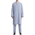 thumbnail image 1 of RYDCOT African Men's formal Clothes Dashiki Henley Shirt and Pant Two Piece Set Suit Traditional Button up Long Sleeve Robe Muslim Gown Shirt Outfits Navy, 1 of 9