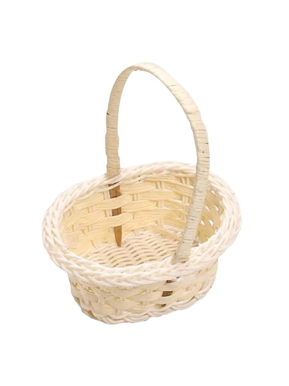 Artificial Rattan Flower Girl Basket, Flower Basket with Handle, Wedding Flower Girl Basket and Home Decorations