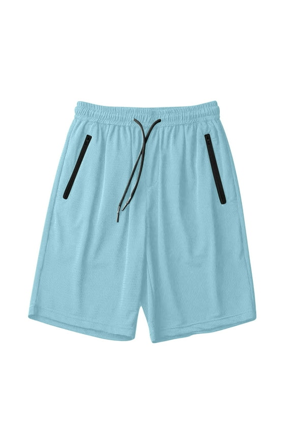 Athletic Gym Shorts for Men Quick Dry Men's Basketball Shorts with Pockets, Running Workout Activewear Light Blue