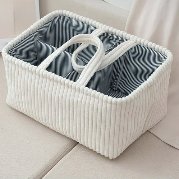 RYDCOT Baby Diaper Caddy Organizer, Wipeable Diaper Organizer Basket with 8 Pockets for Newborn Essentials, Nursery Tote Bag for Changing Table & Car Organization