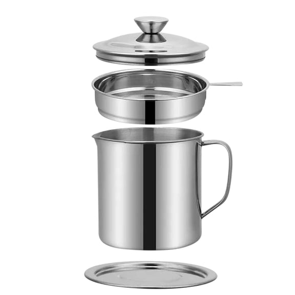 RYDCOT Bacon Grease Container with Strainer, Stainless Steel Oil Container, Pot Fat Storage with Lid, Easy Grip Handle Suitable for Storing Frying Oil and Cooking Grease