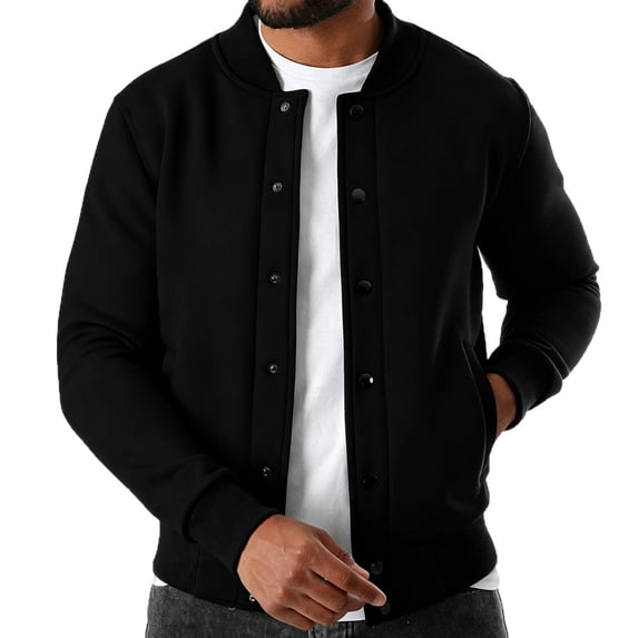 RYDCOT Baseball Jacket Men Lightweight Single-Breasted Athletic Varsity Jacket Big and Tall Bomber Jacket with Pockets for Spring Fall Black
