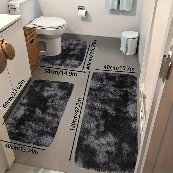 RYDCOT Bathroom Rug Mats 3 Piece, Large Size Winter Bathroom Rugs for Toilet Mats, Area Rug, Soft Water Absorption Non Slide Thick Washable Easiler To Dry