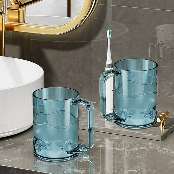 RYDCOT Bathroom Tumbler Toothbrush Cups, Reusable Drinking Cups, Plastic Mouthwash Cup, Plastic Household Drinking Cups, Dishwasher Safe Water Mugs for Kids Couples Friends Gift