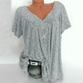 thumbnail image 1 of RYDCOT Blouses for Women Dressy Casual Women Plus Size Short Sleeves V-Neck Print Blouse Pullover Tops Shirt Clearance Gray, 1 of 4