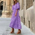 thumbnail image 1 of RYDCOT Boho Dresses for Women 2024 Casual Loose Bohemian Floral Dress Long Maxi Summer Beach Swing Dress Wedding Guest Dress on Clearance Purple, 1 of 5