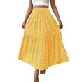 thumbnail image 1 of RYDCOT Boho Maxi Skirt for Women Summer Floral Smocked Elastic High Waisted Skirts Vacation A-Line Long Flowy Tiered Skirts Clearance Yellow, 1 of 6