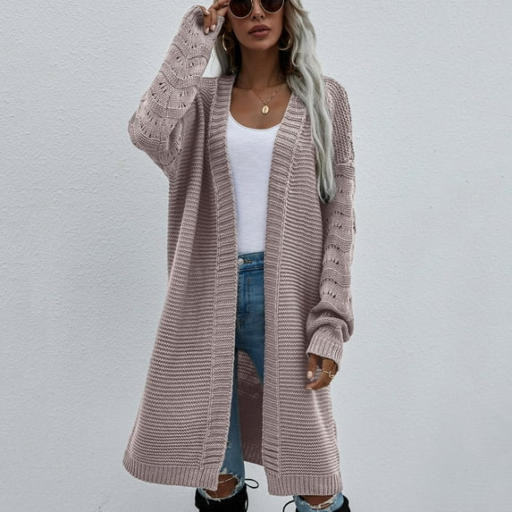 RYDCOT Cable Knit Sweater Women Button Up Women's Casual Fashion Long Color Women's Knitted Cardigan on Clearance Purple