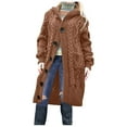 thumbnail image 1 of RYDCOT Cable Knit Sweater Women Cardigan Open Front Long Sleeved Button Down Sweater Coat with Hood Winter Sweater Jacket with Pockets Clearance, 1 of 4