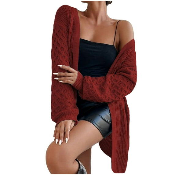 RYDCOT Cardigan Sweaters for Women Lightweight Women's Casual Solid Knit Medium Length Long Sleeve Cardigan Sweater Sale