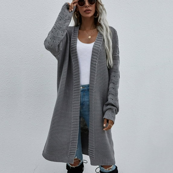 RYDCOT Cardigan Sweaters for Women with Hood Women's Casual Fashion Long Color Women's Knitted Cardigan Sale or Clearance Dark Gray