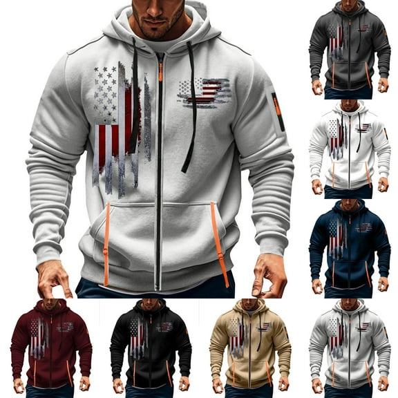 RYDCOT Cargo Hoodies for Men Drawstring Tactical Sweatshirt Zip up Cargo Pullover Hoodies Workout Gym Men Fashion Outdoor Hoodie with Kanga Pockets White