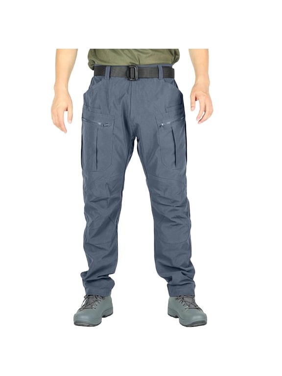 Cargo Pants for Men Wind Resistant Hiking Work Pants Multi Pockets Stretch Waterproof Quick Dry Work Pants Outdoor Gray