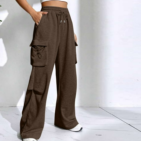 RYDCOT Cargo Sweatpants Joggers for Women Wide Leg Long Pant Loose High Waist Lounge Casual Athletic Pant Workout Joggers Pant with Pockets on Clearance