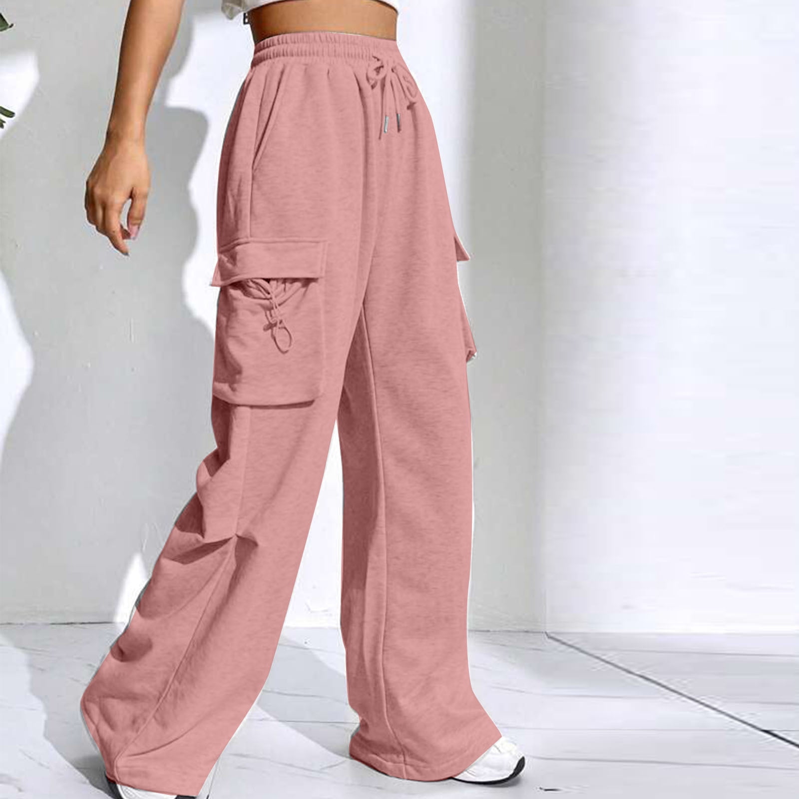RYDCOT Cargo Sweatpants Joggers for Women Wide Leg Long Pant Loose High Waist Lounge Casual