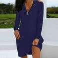 thumbnail image 1 of RYDCOT Casual Dresses for Women 2023 Trendy Zipped Round-Neck Strapless Long Sleeve Solid Color Fall Dresses for Women Ladies Dresses Sale or Clearance, 1 of 6