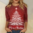 RYDCOT Christmas 3/4 Sleeve T Shirts for Women 2024 Crewneck Tees