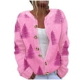 thumbnail image 1 of RYDCOT Christmas Sweater for Women 2024 Cute Christmas Tree Printed Cardigans Sweater Open Front Button Down Holiday Knit Jacket Sale, 1 of 3