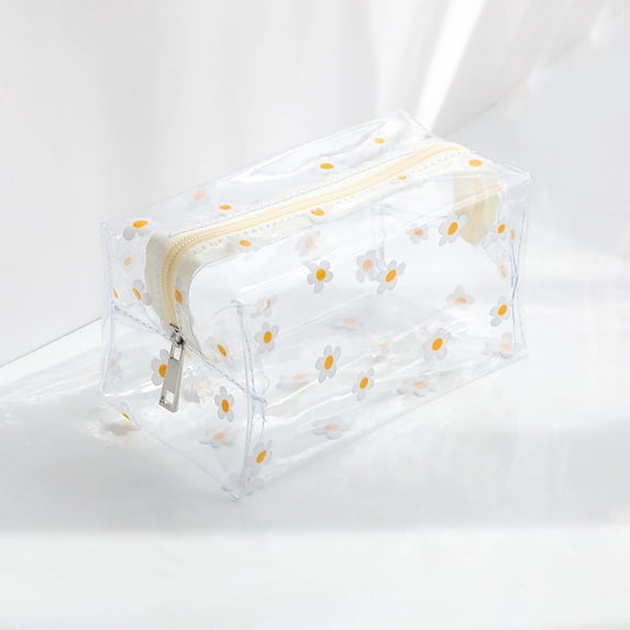 RYDCOT Clear Colorful Flower Makeup Bags, Transparent Floral Cosmetic Bag, Travel Wash Bag, Waterproof Toiletry Storage Pouch for Women Girls