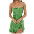 thumbnail image 1 of RYDCOT Cocktail Dresses for Women 2024 Summer Spaghetti Straps Sparkly Sequins Bodycon Mini Dress Party Nightclub Flash Picks, 1 of 4