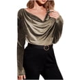 thumbnail image 1 of RYDCOT Cocktail Tops for Women Dressy Ladies Long Sleeve Blouses and Tops Cowl Neck Velvet Shirts Elegant 2024 Fall Fashion Clothes Flash&nbsp;Deals, 1 of 4