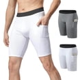 thumbnail image 1 of RYDCOT Compression Shorts Men with Pocket, Breathable Spandex Running Shorts Sport Athletic Workout Performance Underwear White, 1 of 5
