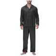 thumbnail image 1 of RYDCOT Couples Matching Pajamas Silk Long Sleeve Sleepwear Satin Soft Button Down Loungewear Pjs Set Black, 1 of 6