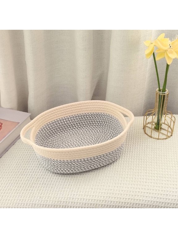 Cute Woven Storage Basket with Handle, Baskets for Gifts Empty, Gift Baskets for Burr Valentines Day Birthday Baby Shower, Decorative Organizer Container for Baby Toy