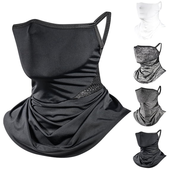 RYDCOT Cycling Mask with Ear Loops Neck Gaiter Balaclava Cover for Outdoors Breathable Sunproof Ice Silk Head Cover for Men and Women White