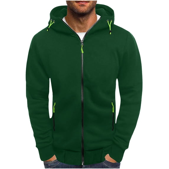RYDCOT Hoodies for Men,Mens Hoodies Zipper Hooded Sweater Coat Men's Solid Color Cardigan Men's Fashion Hoodies & Sweatshirts Green(S)