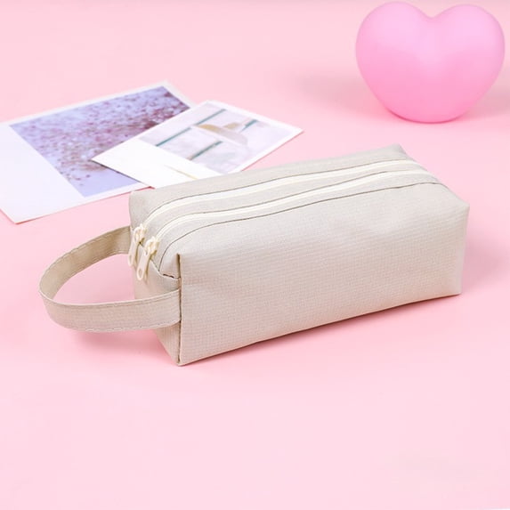 RYDCOT Double Compartments & Zipper Cosmetic Bag, Travel Makeup Pouch, Large Capacity Canvas Handbag for Men Women, Storage Pouch Organizer office Stationary