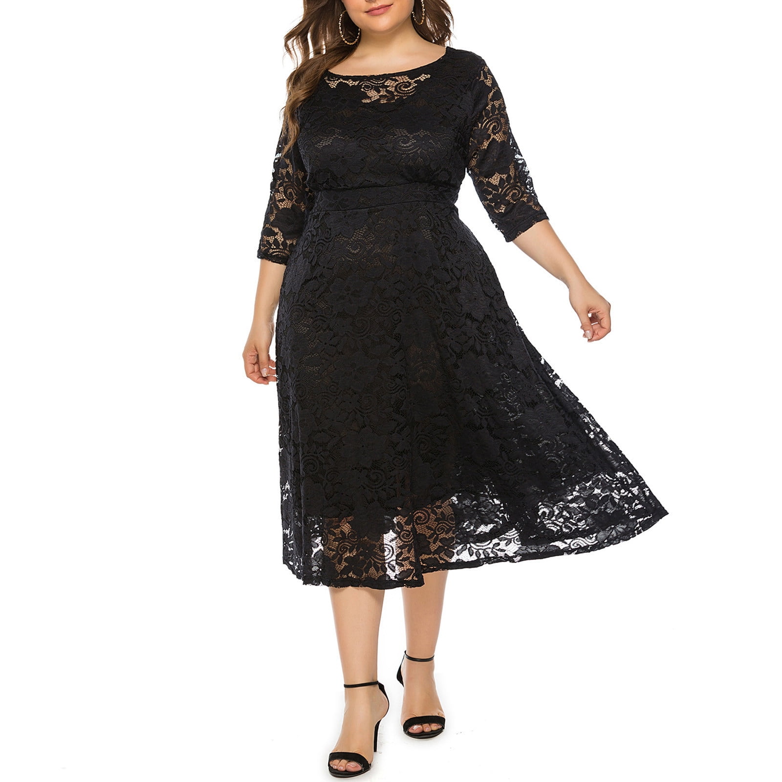 RYDCOT Elegant Dresses for Women Fashion Plus Size Hollow Lace Dress  Evening Dress Party Dresses for Women 2023 Cocktail Dresses Sale Black -  Walmart.com