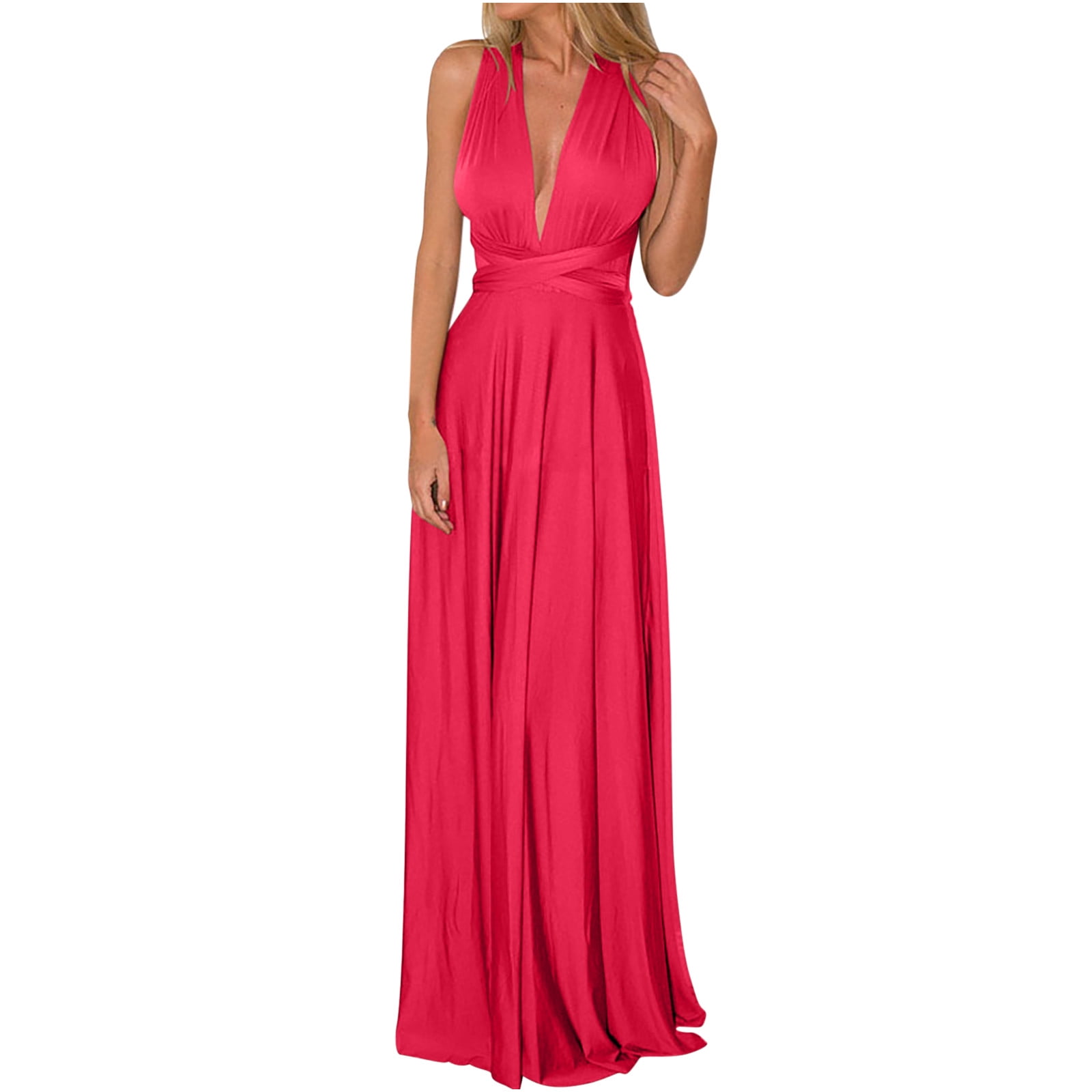 RYDCOT Evening Dresses for Women Elegant Classy Sleeveless V-Neck Cross ...
