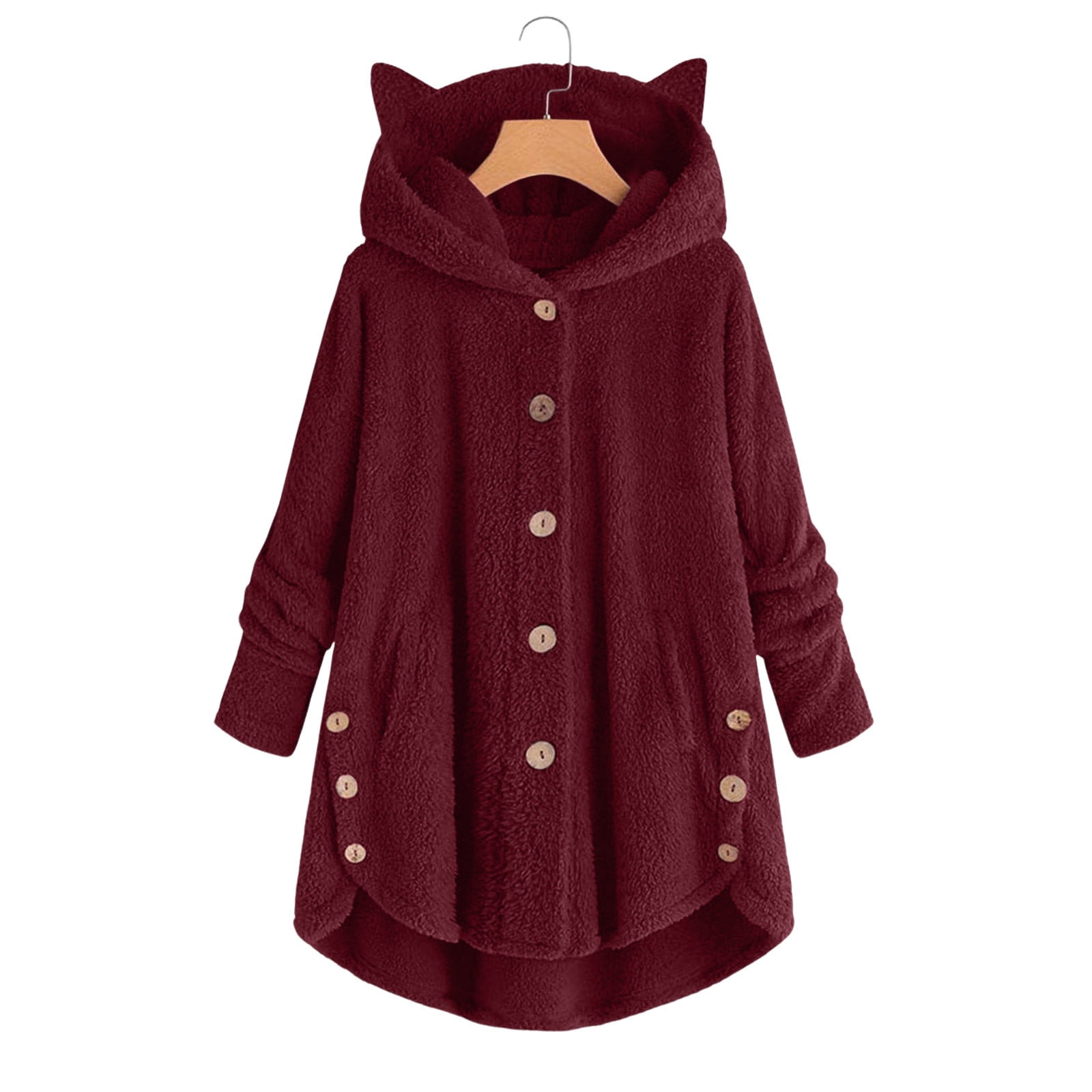 RYDCOT Fall Hooded Coats for Women 2023 Plus Size Fuzzy Fleece Jackets