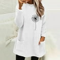 thumbnail image 1 of RYDCOT Fall Ladies Blouses and Tops Round Neck Loose Print Warm Long Sleeve Blouse with Pocket Winter Tunics Or Tops To Wear with Leggings Clearance, 1 of 4