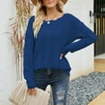 thumbnail image 1 of RYDCOT Fall Sweaters for Women Women's Solid Color Hollow Knitwear Straight Neck Socket off Shoulder Sweater on Clearance Blue, 1 of 7