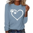 thumbnail image 1 of RYDCOT Fall Tops for Women 2024 Trendy Dog Lover Graphic Long Sleeve Tops for Women Cute Dog Paw Print Crew Neck T-Shirts Blouses Tee Shirts Top Clearance, 1 of 4