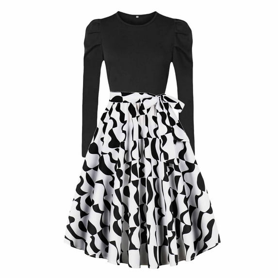 RYDCOT Fall Wedding Guest Dresses for Women1950s Vintage Christmas Dress Long Sleeve Prom Dress with Belt Elegant Dresses for Women formal Clearance