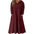 thumbnail image 1 of RYDCOT Fall Winter Dresses for Women 2024 Women's Casual Fluffy Fleece Sherpa Hooded Dress Oversized Plush Fuzzy Pullover Coat with Pockets, 1 of 7