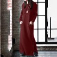 thumbnail image 1 of RYDCOT Fall Winter Maxi Dress for Women 2023 Casual Long Sleeve Sweatshirt Dress with Pockets Round Neck Warm Long Dress Clearance Wine, 1 of 6
