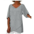 thumbnail image 1 of Womens Stripe V Neck Long Sleeve Blouses Baggy Tops Tunic T Shirts Plus Size, 1 of 6