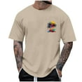 thumbnail image 1 of RYDCOT Funky Hawaiian Shirt for Men Palm Beach Cotton Shirts Tropical Vacation Clothes Round Neck Short Sleeved Top Khaki, 1 of 4