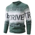 thumbnail image 1 of RYDCOT Half High-Collared Men's Gradient Eastic Letter Print Warm Sweater Fall and Winter Slim Fit Paragraph Mink Velvet Thickened Paragraph Knitted Sweater Green, 1 of 3