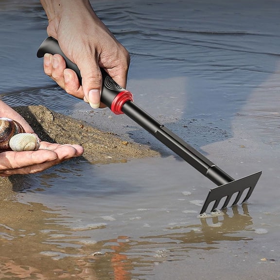 RYDCOT Hand Rake, Heavy Duty Gardening Hand Tool with Ergonomic Handle and Hanging Hole for Storage, Steel Head and Tines, Perfect for Maintaining a Raised Garden Bed