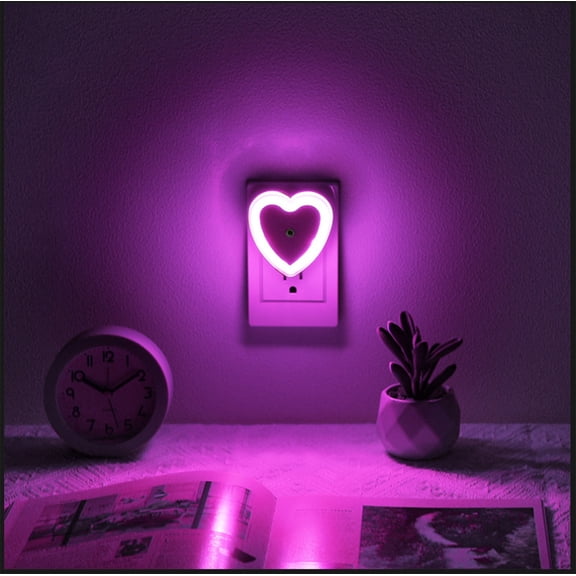 RYDCOT Heart Shaped Plug In LED Night Light, with Dusk To Dawns Sensor, Auto On At Night off, In Day Soft Warm Glows Bedroom Nursery Hallway