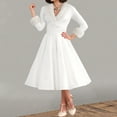 thumbnail image 1 of RYDCOT Holiday Dresses for Women Christmas formal Solid Color Long Sleeve V-Neck Dress Cocktail Dresses for Women Evening Party Elegant Dresses Sale, 1 of 6